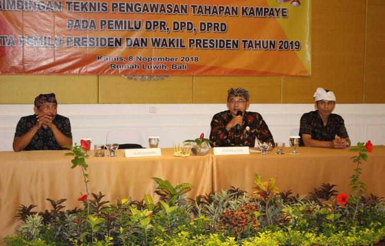 Singkronisasi langkah-langkah pada setiap tahapan Pemilu legislatif dan Pemilu Presiden dan Wakil Presiden Tahun 2019, Bawaslu menggelar Bimbingan Teknis dengan jajaran Panwaslucam se-Kabupaten Gianyar 