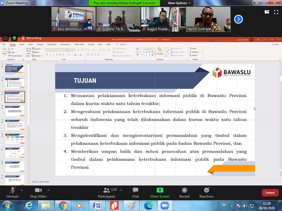 Bawaslu RI akan Monitoring dan Evaluasi Keterbukaan Informasi Bawaslu Provinsi Se-Indonesia