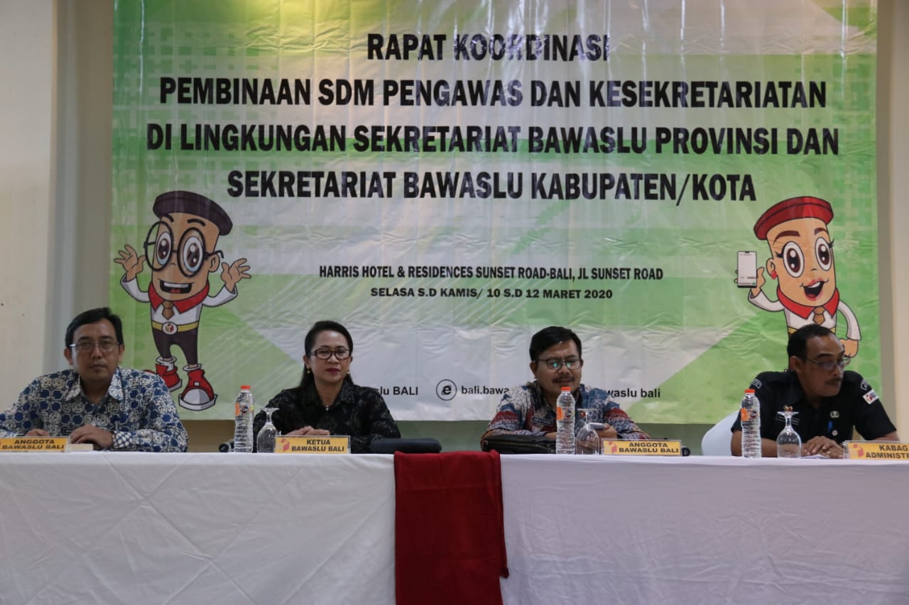 Bawaslu Provinsi Bali mengadakan Rapat Koordinasi Pembinaan SDM Pengawas dan Kesekretariatan di Lingkungan Sekretariat Bawaslu Provinsi dan Sekretariat Bawaslu Kabupaten/Kota se-Bali