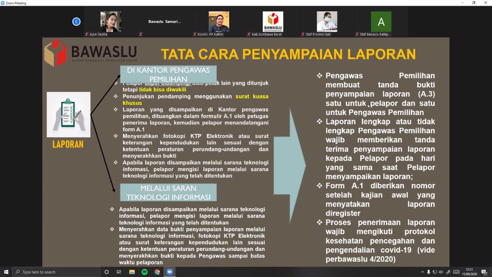 Bawaslu Bali Mengikuti Rakernis Penanganan Pelanggaran Pemilihan Gubernur dan Wakil Gubernur, Bupati dan Wakil Bupati, serta Walikota dan Wakil Walikota Gelombang V