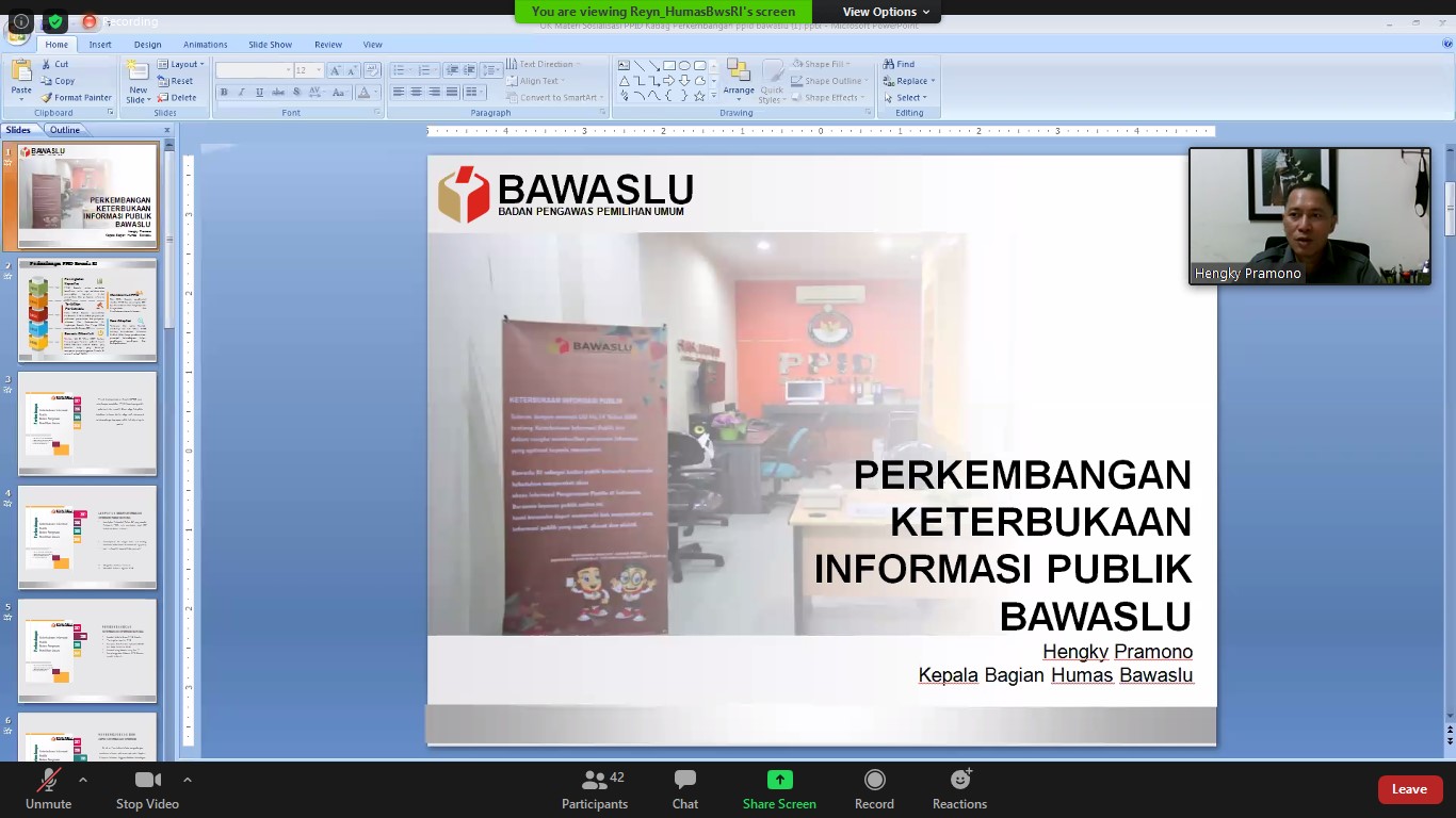 Pembenahan Keterbukaan Informasi Publik di Lingkungan Bawaslu Provinsi dan Kabupaten Kota menjadi Fokus perhatian Humas Bawaslu RI tahun ini