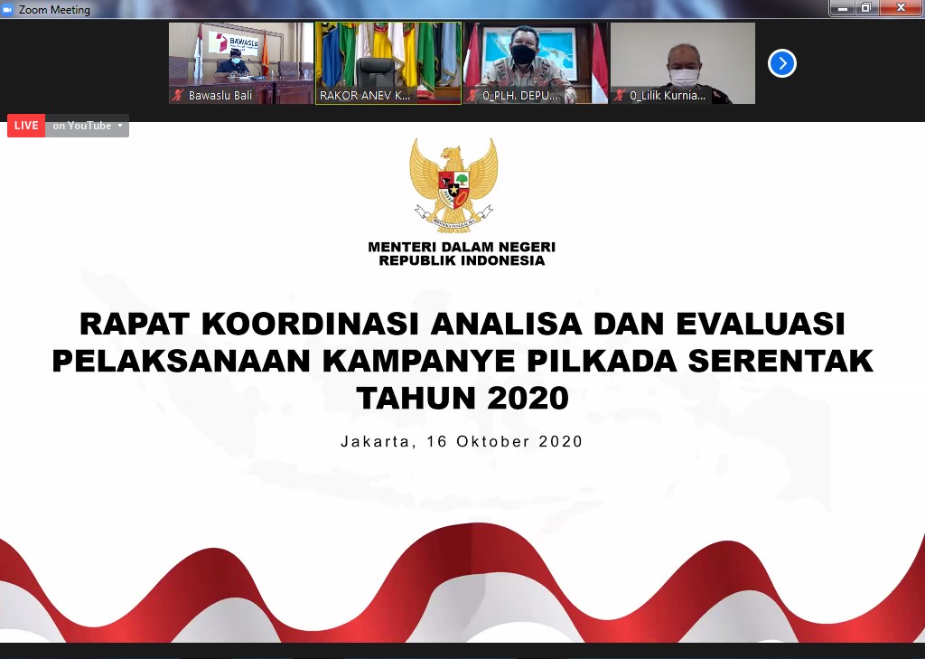 Bawaslu Bali mengikuti Rakor Daring Analisa dan Evaluasi Pelaksanaan Kampanye Pilkada Serentak Tahun 2020