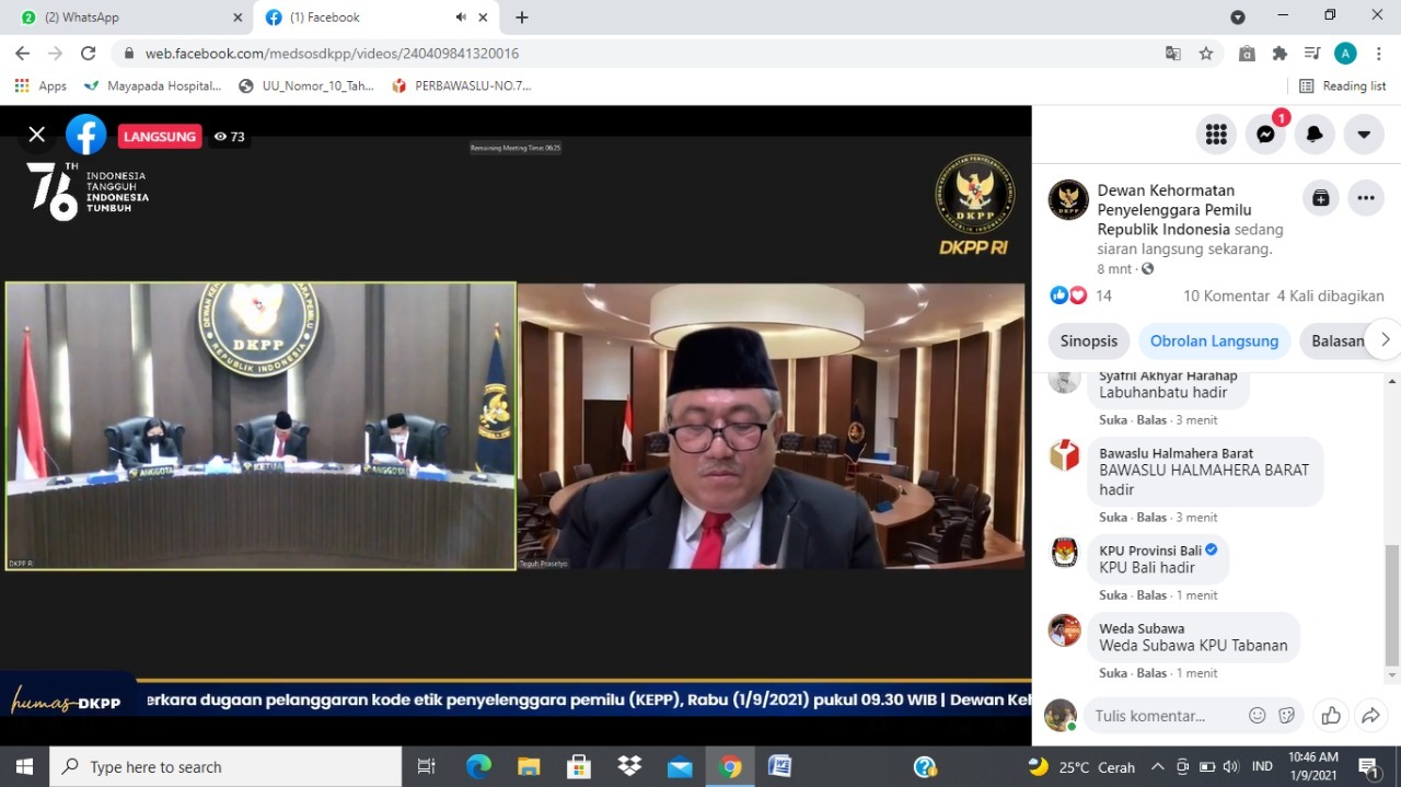 Tidak Terbukti Melanggar, DKPP Rehabilitasi Nama Baik Ketua Dan Anggota Bawaslu Bali.