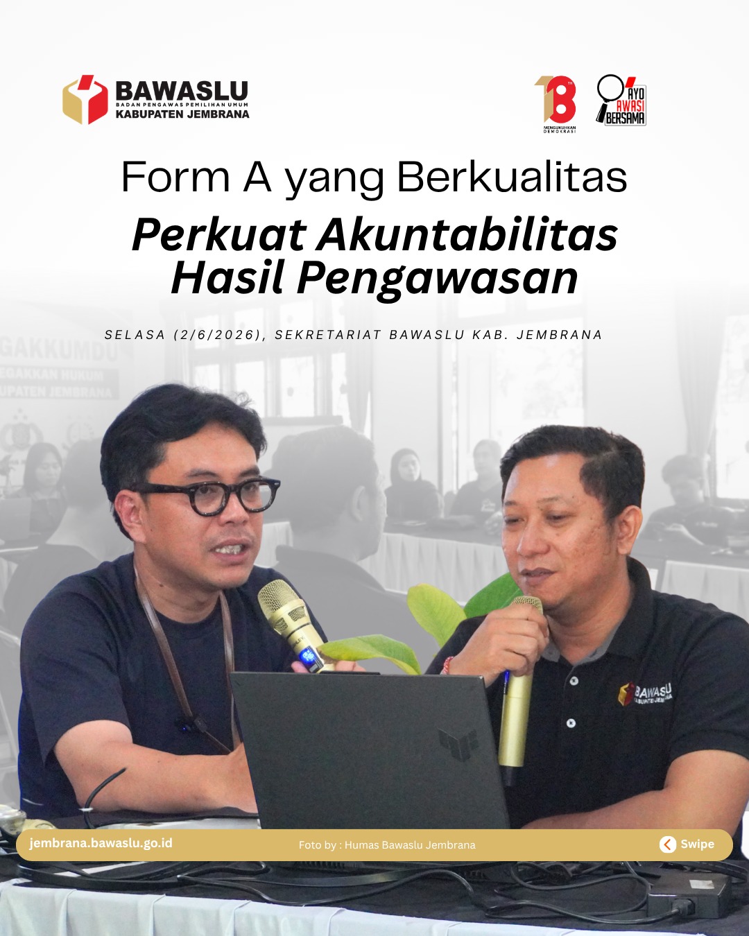 Kordiv HP2H Bawaslu Jembrana dan Staf kegiatan Bawaslu Membelajarkan