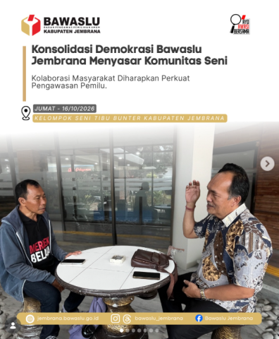 FotoKonsolidasi Demokrasi Bawaslu Jembrana Menyasar Komunitas Seni. Kolaborasi Masyarakat Diharapkan Perkuat Pengawasan Pemilu.