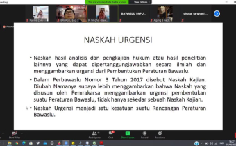 Bawaslu Bali mengikuti Rapat Diseminasi Rancangan Peraturan Bawaslu Tentang Pembentukan Perbawaslu