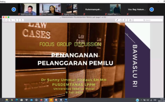 Pembahasan Lanjutan Kajian Rancangan Undang-Undang tentang Pemilihan Umum terkait Penegakan Hukum sub kluster Penanganan Pelanggaran Pemilu