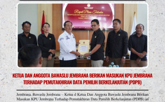 Ketua Dan Anggota Bawaslu Jembrana Berikan Masukan KPU Jembrana Terhadap Pemutakhiran Data Pemilih Berkelanjutan (PDPB)