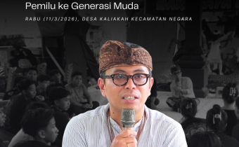 Agung Bagus Wirahadi membawakan materi sosialisasi kepada STT Yowana Nawasena